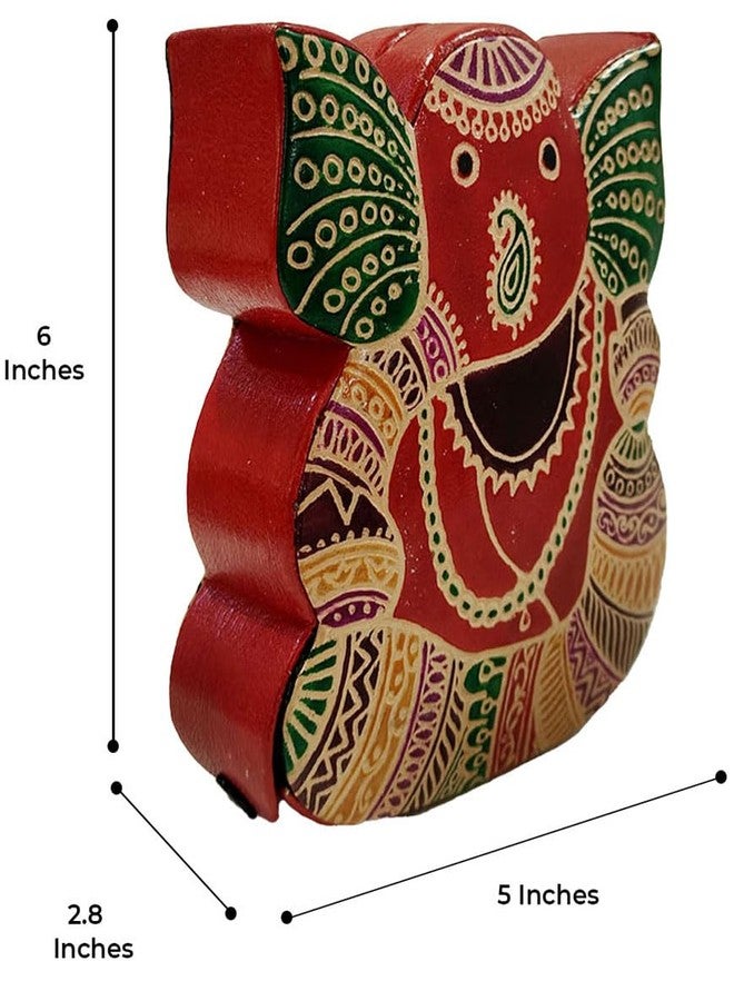 MaatirDesigns Ganesha Leather Piggy Bank - Stylish Money Saving Box for Adults, Kids, Home & Office Décor (Red) - Image 5